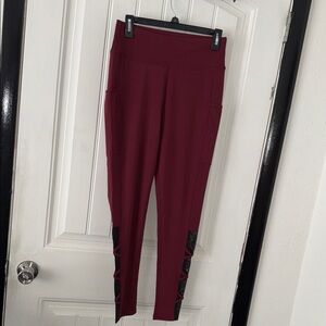 NWOT POP Fit Burgundy High-Rise Leggings with Side Pockets